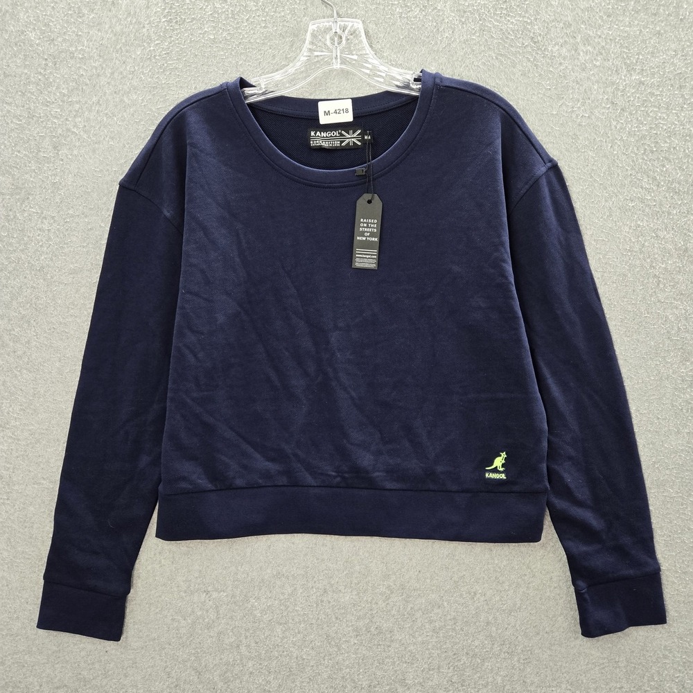 Kangol Women Sweatshirt M Blue Logo‎ Embroidery Embroidered Long Sleeve